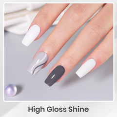 Beetles gray gel nail polish gradient displays seamless transition from white to black.