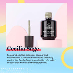 Beetles Green Gel Polish Cecilia Sage color swatches reveal a sophisticated, long-lasting finish.