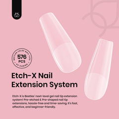 Beetles half-matte texture nail tips provide secure fit and no-file convenience for home manicures.
