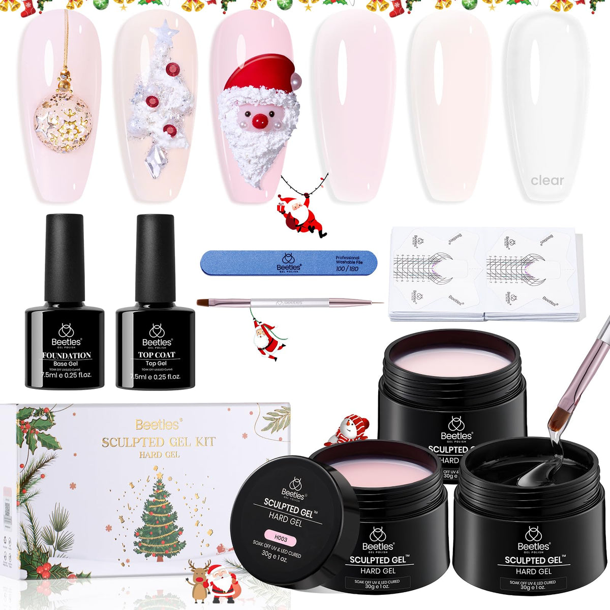 Beetles Gel Polish Christmas kit box showing festive colors for pro-quality nails.