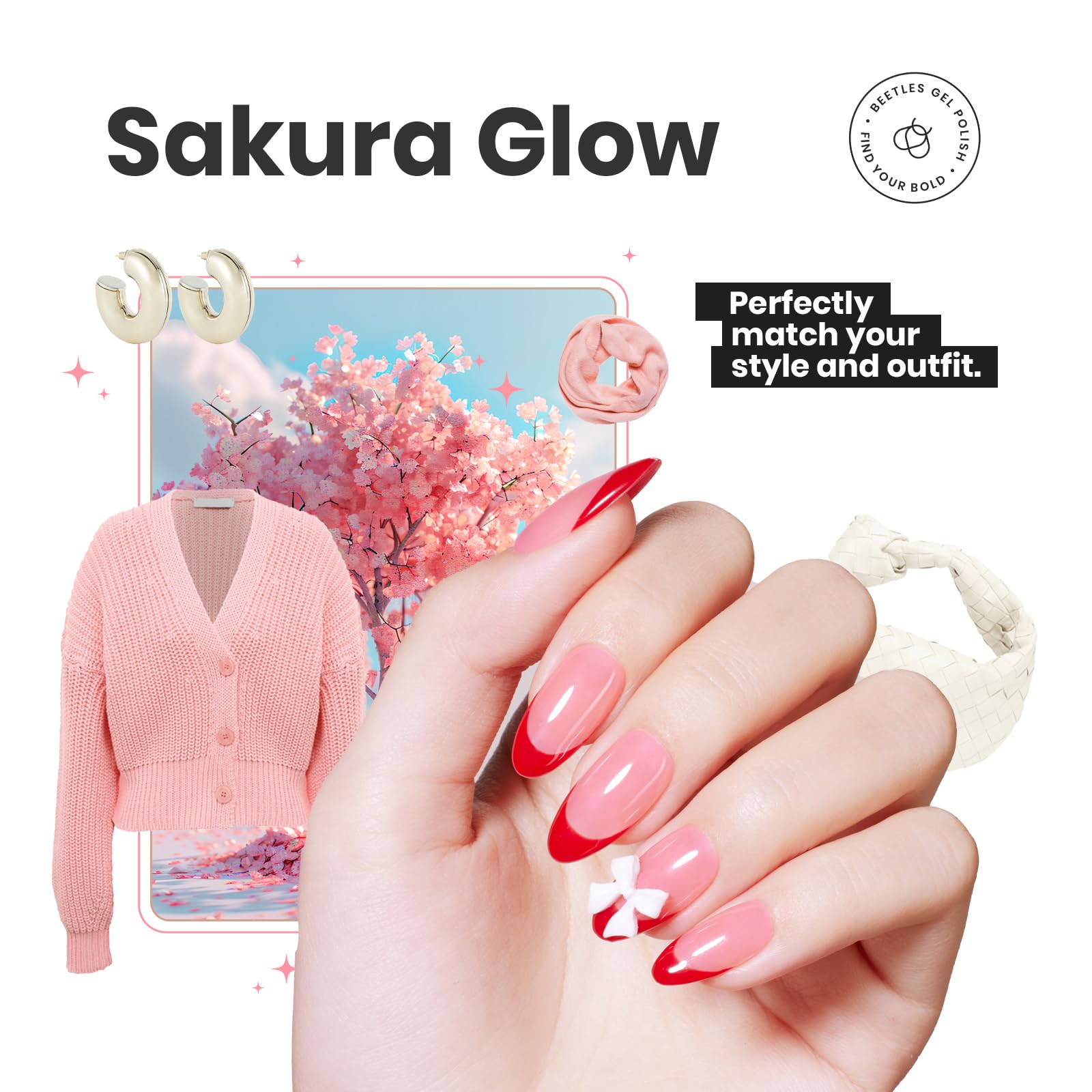 Beetles Heartbeat cherry blossom pink nail polish with vibrant color and pearl glow.