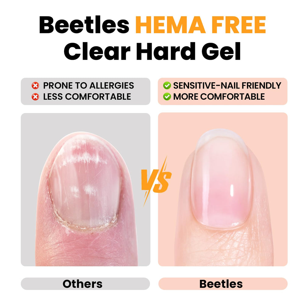 Beetles HEMA-Free hard gel closeup shows smooth, self-leveling consistency.