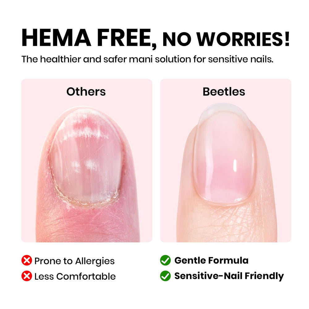 Beetles HEMA-free base coat demonstrates long-lasting color adhesion and easy application.