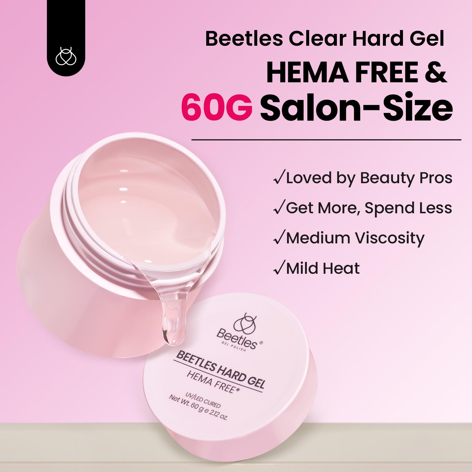 Beetles Hema Free Hard Gel during apex and C-curve shaping for fuller nails