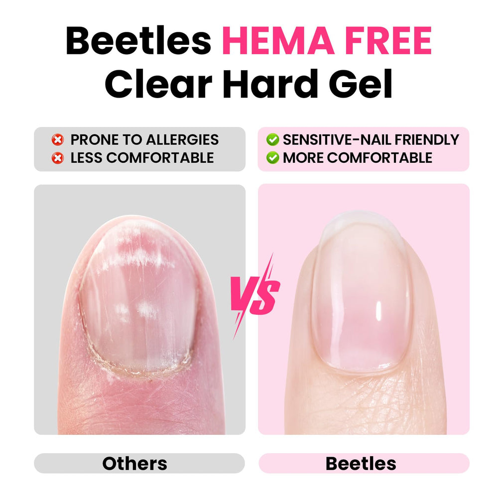 Beetles Hema Free Hard Gel shows 100 nail forms for effortless nail sculpting