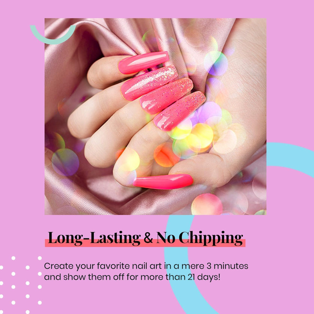 Beetles Hot Pink gel polish on a hand for DIY manicure practice.