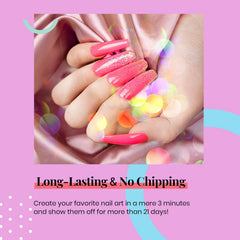 Beetles Hot Pink gel polish on a hand for DIY manicure practice.