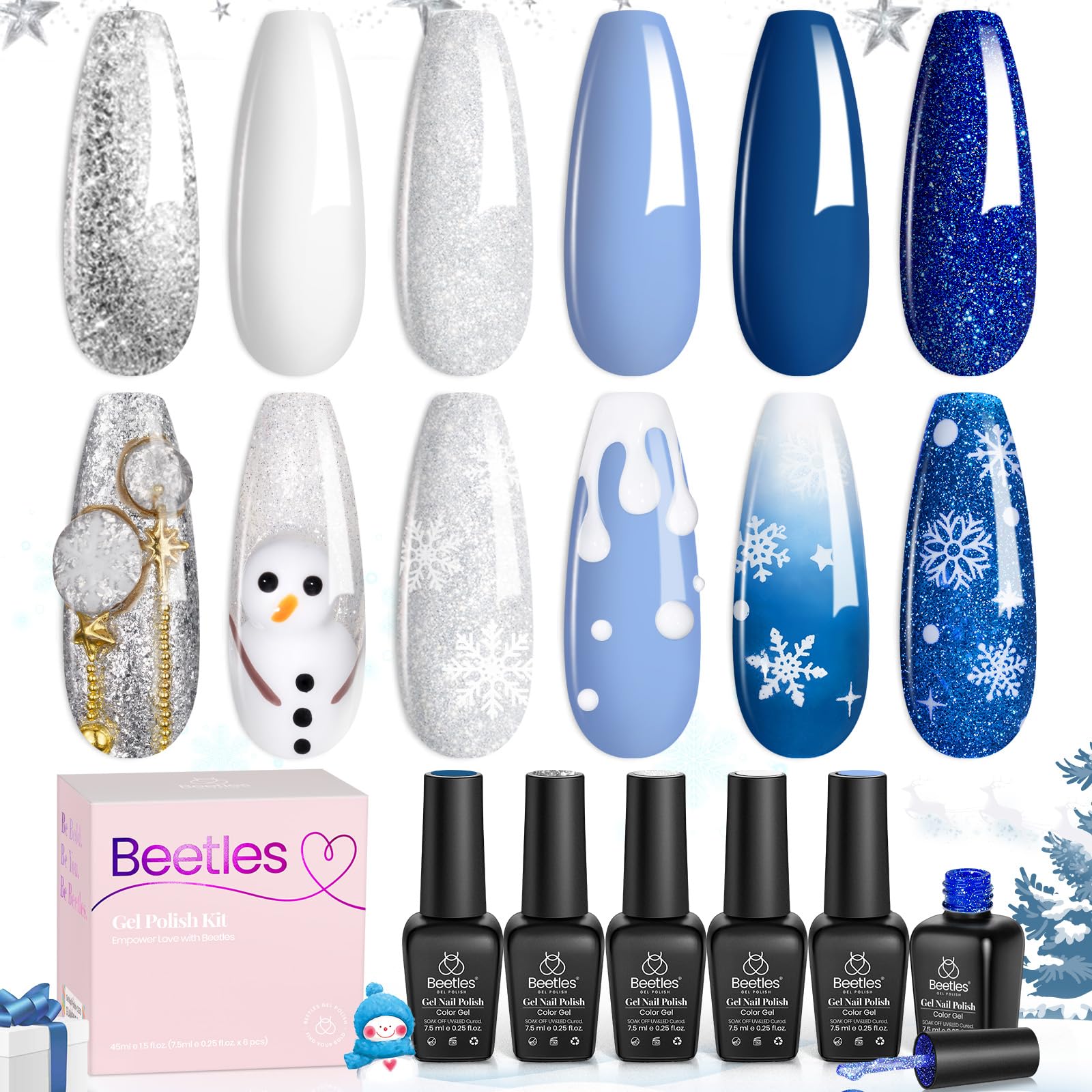Beetles Invierno esmalte gel blanco nieve para uñas limpias y luminosas.