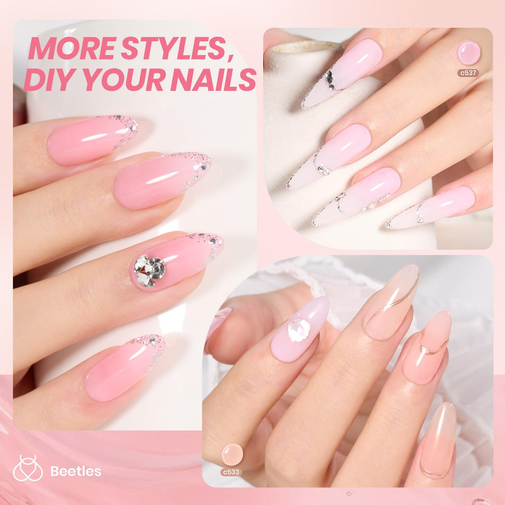 Beetles jelly gel nail polish set demonstrates application progress