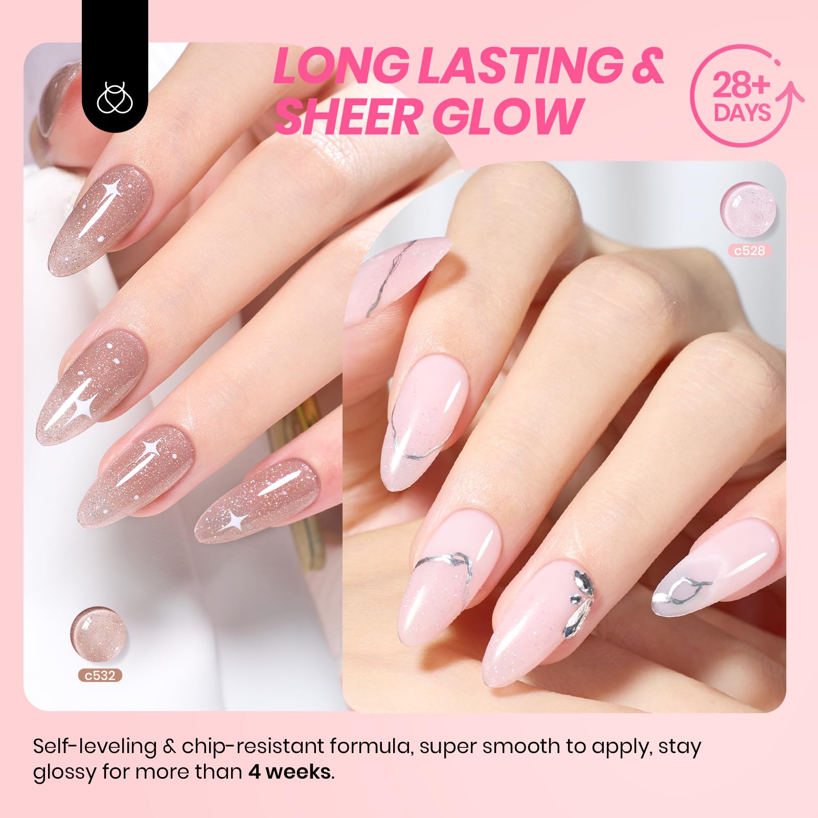 Beetles Jelly Gel Nail Polish Set application on nails demonstrates smooth layering for French or swirl designs