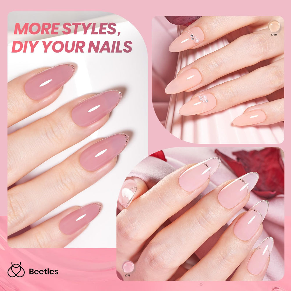 Beetles Jelly Gel Nail Polish Set bottle closeup highlights creamy texture for smooth application