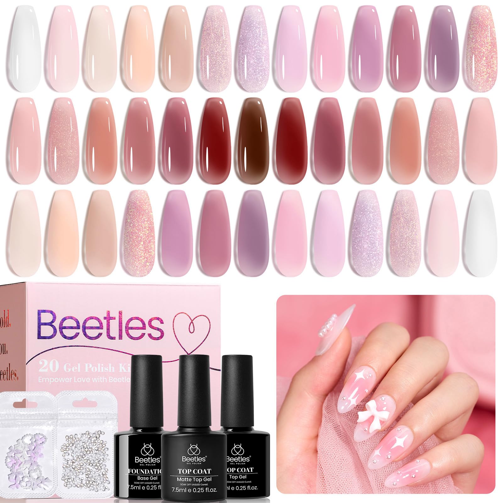 Beetles Jelly Gel Nail Polish Set color palette for versatile looks