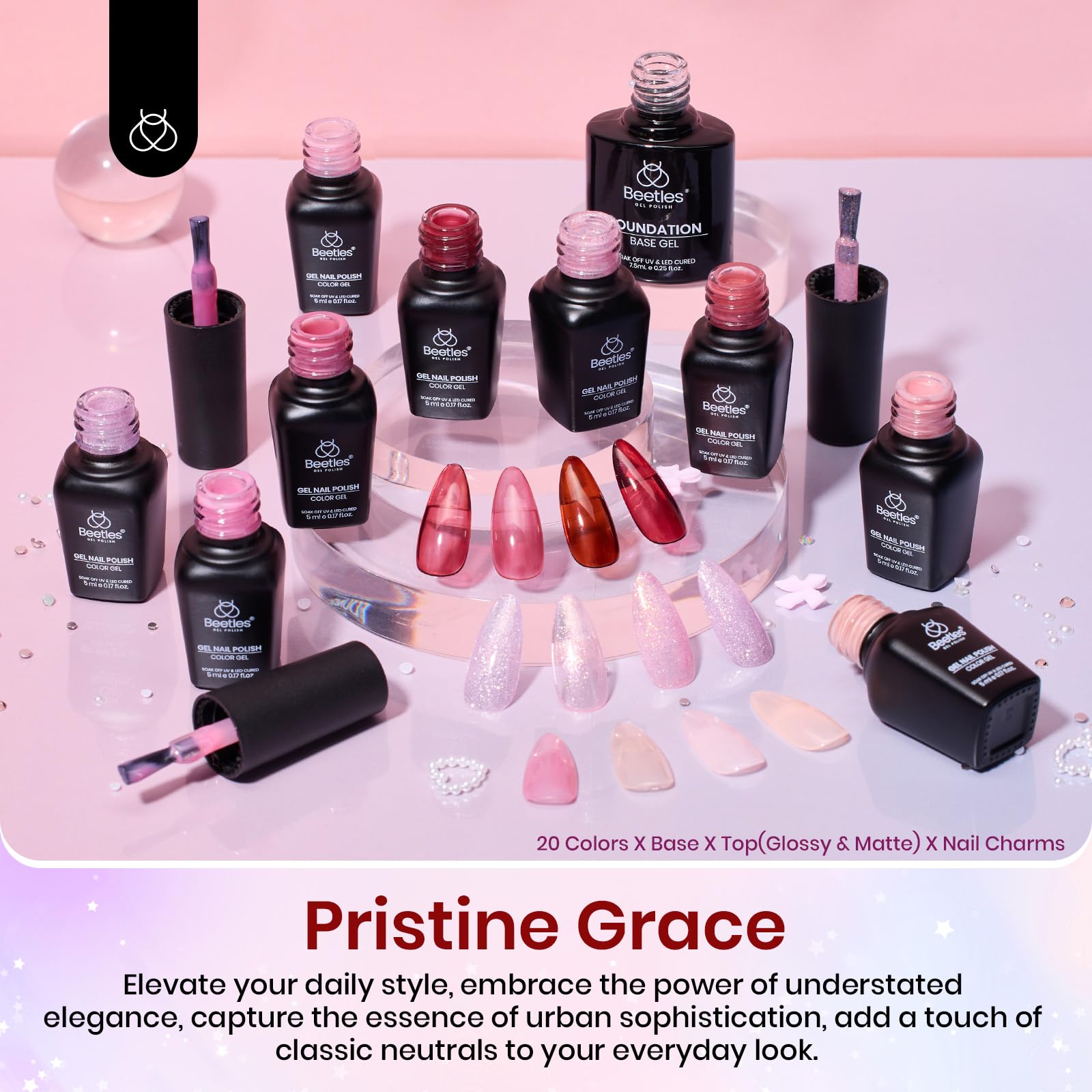 Beetles Jelly Gel Nail Polish Set layer-build option for translucent to opaque effects