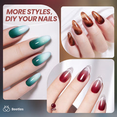 Beetles Jelly Gel Nail Polish Set layered application showing translucent to opaque depth.