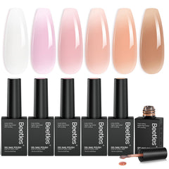 Beetles Jelly Gel Nail Polish Set Milky White shade for creamy translucent look
