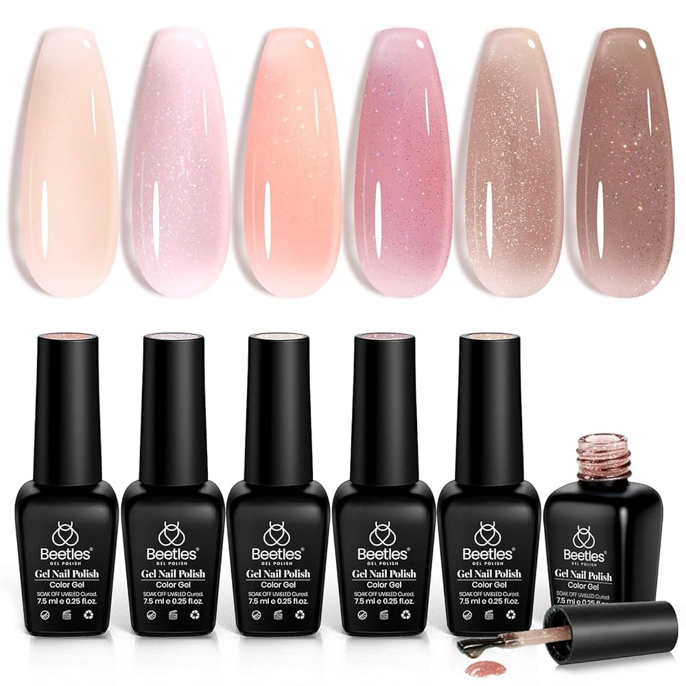 Beetles Jelly Gel Nail Polish Set swatch tray inspires versatile nail art ideas