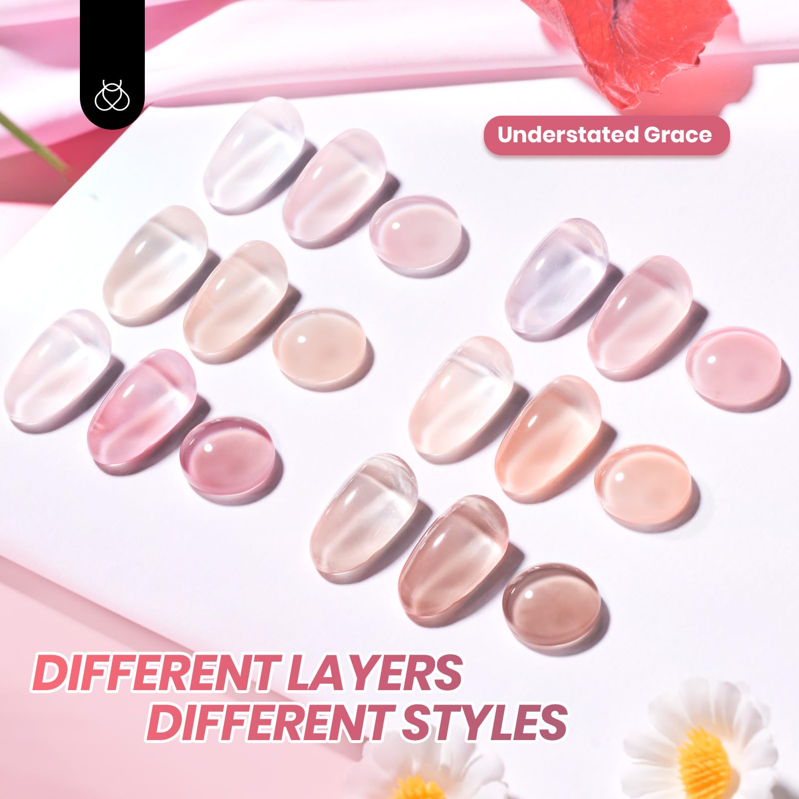 Beetles Jelly Gel Nail Polish Set swatch on nail shows glossy finish and buildable color