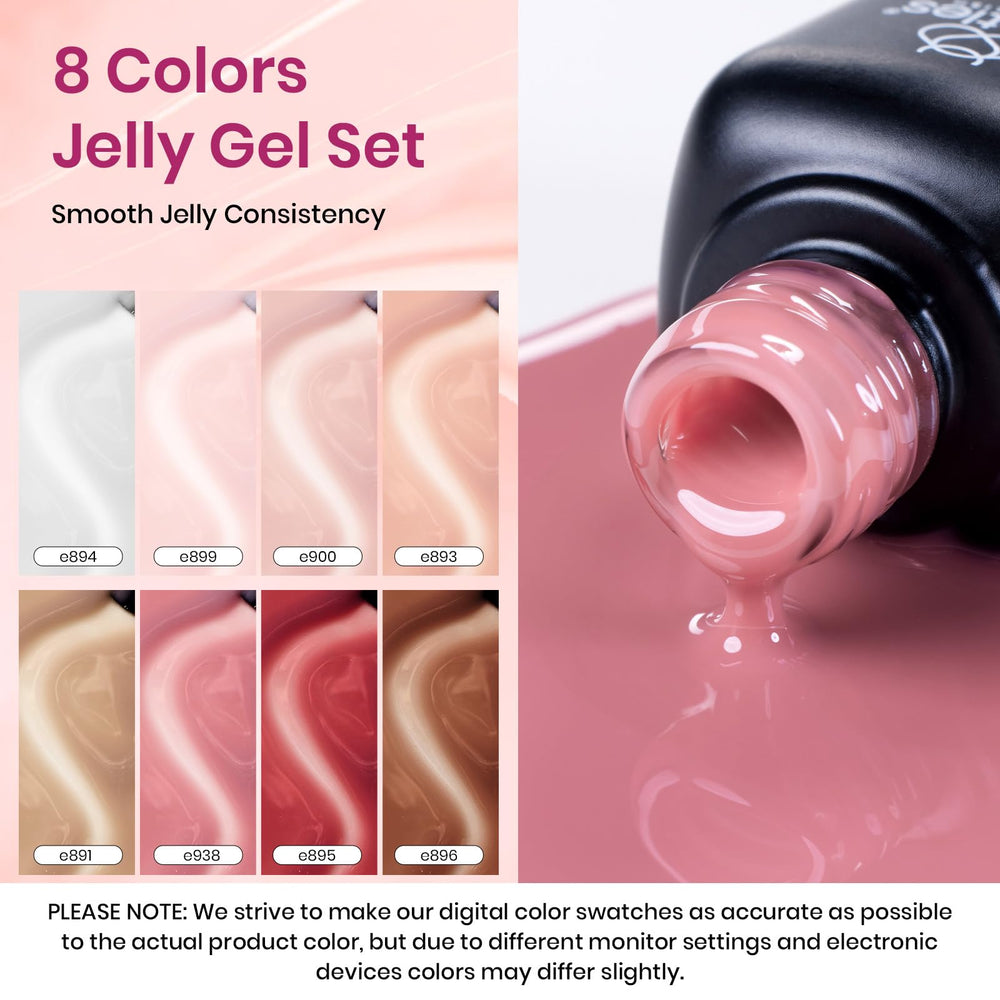 Beetles Jelly Gel Nail Polish Set swatches display nude tones for quick color matching