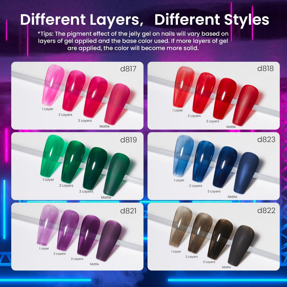 Beetles Jelly Gel Polish layered effect demonstrates depth with multiple translucent coats