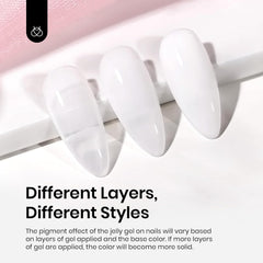 Beetles jelly nail closeup nude sheer shows semi-transparent gloss ideal for natural coverage.