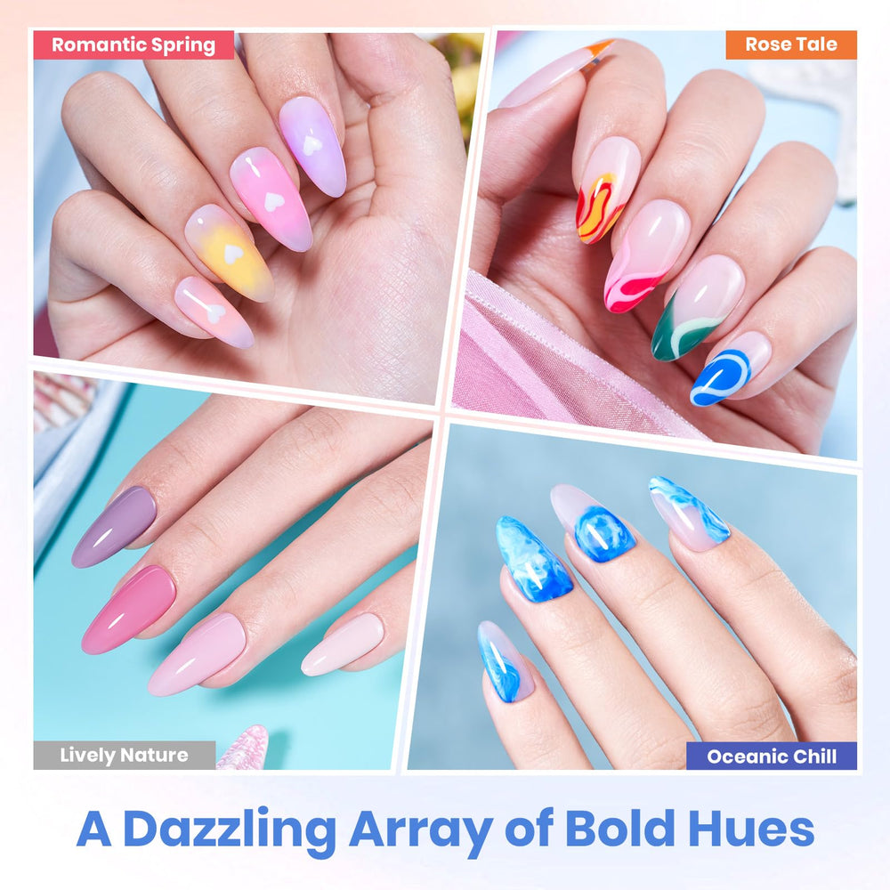 Beetles jelly-nail-polish bottles show vibrant pink and blue jelly finishes for playful looks.