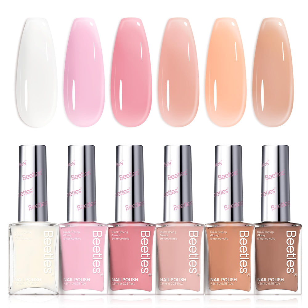 Beetles Jelly Nail Polish Set: six pink nude shades for versatile everyday looks.