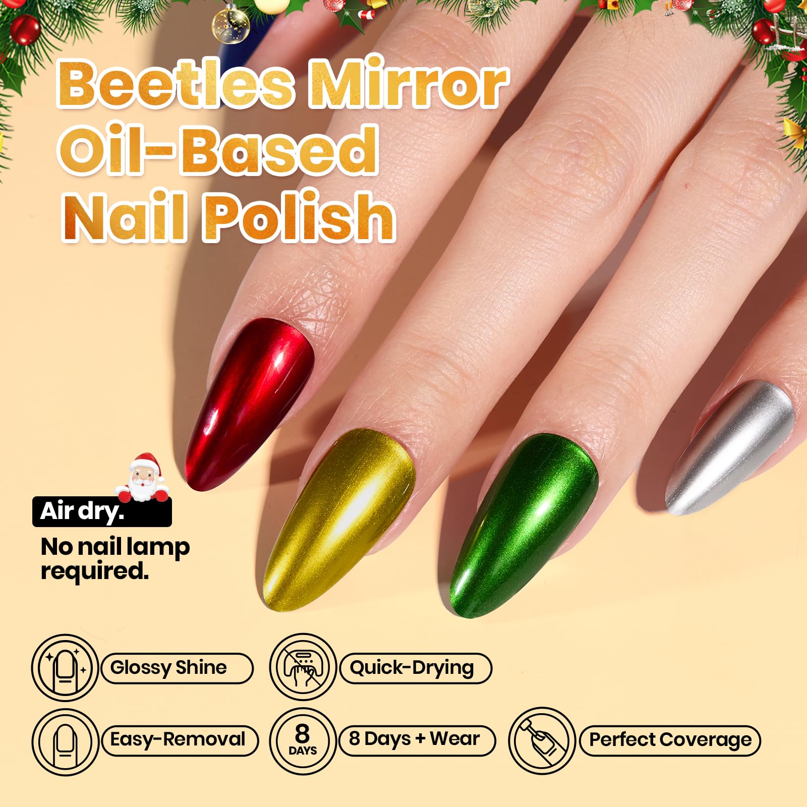 Beetles Jingle Jewels silver shade for bold metallic manicure and festive shine.