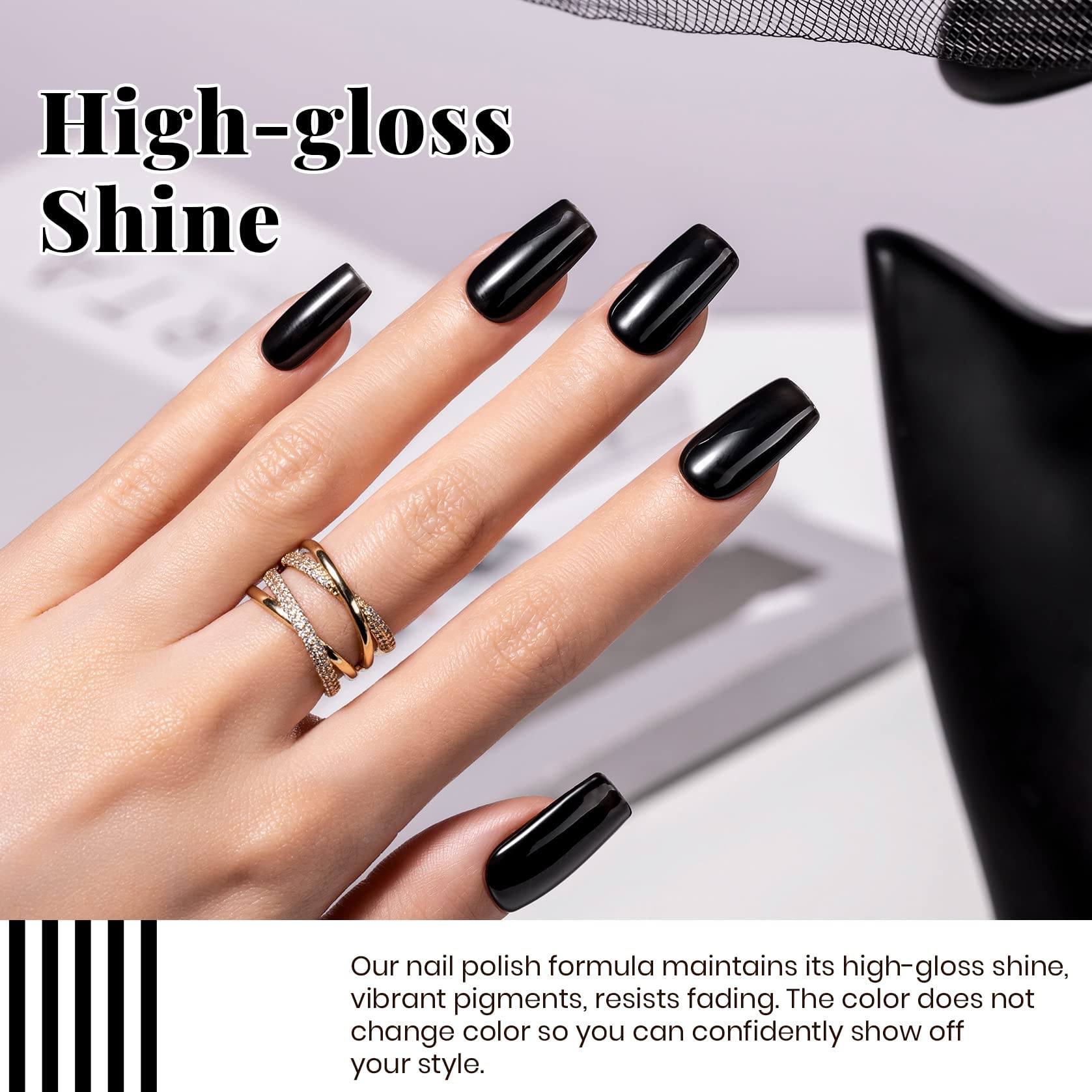Beetles LED lamp-ready note showing quick cure capability with compatible nail lamp