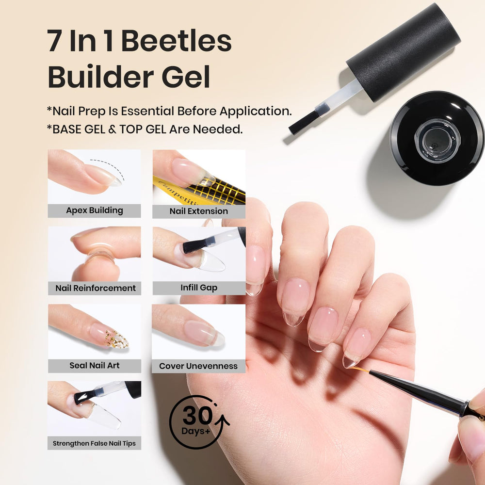 Beetles nail gel cures under LED/UV lamp for 60–120 seconds.