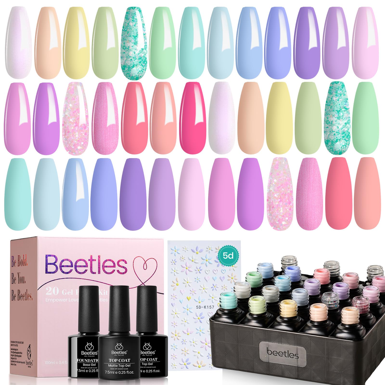 Beetles long-lasting gel finish designed for 28+ days wear.