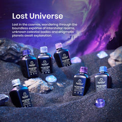 Beetles Lost Universe navy-blue gel polish delivers rich color and durable shine.