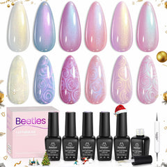 Beetles Mermaid Collection nail polish swatches showing shimmering pearl shades