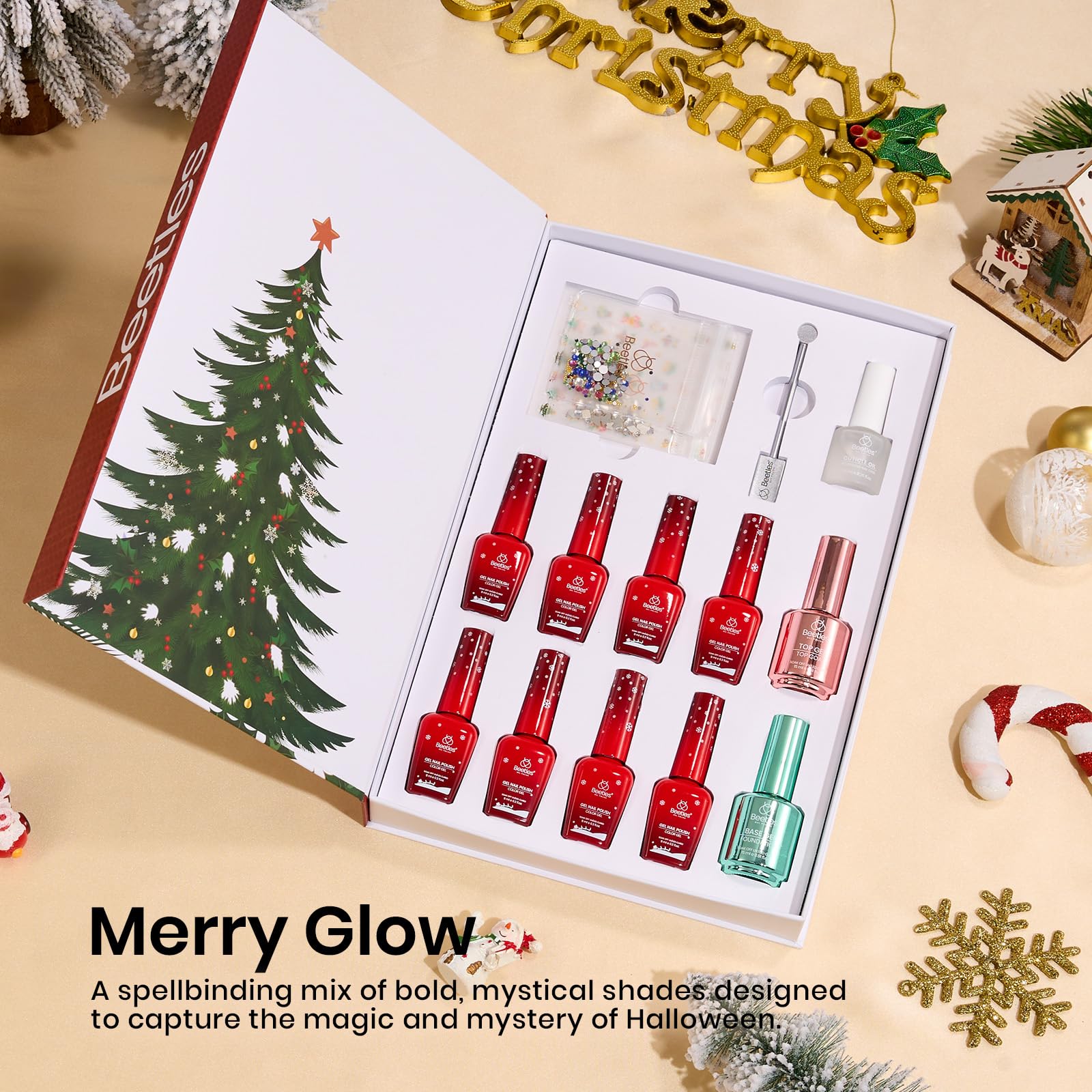 Beetles Merry Glow color gels—rich holiday shades for at-home manicures