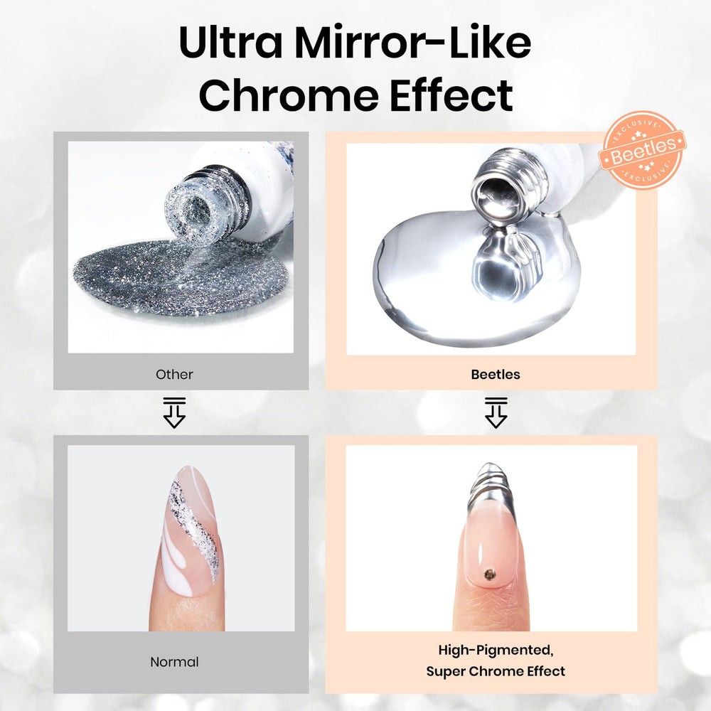 Beetles metallic liner nail art shows a sleek foiled finish for chic designs.