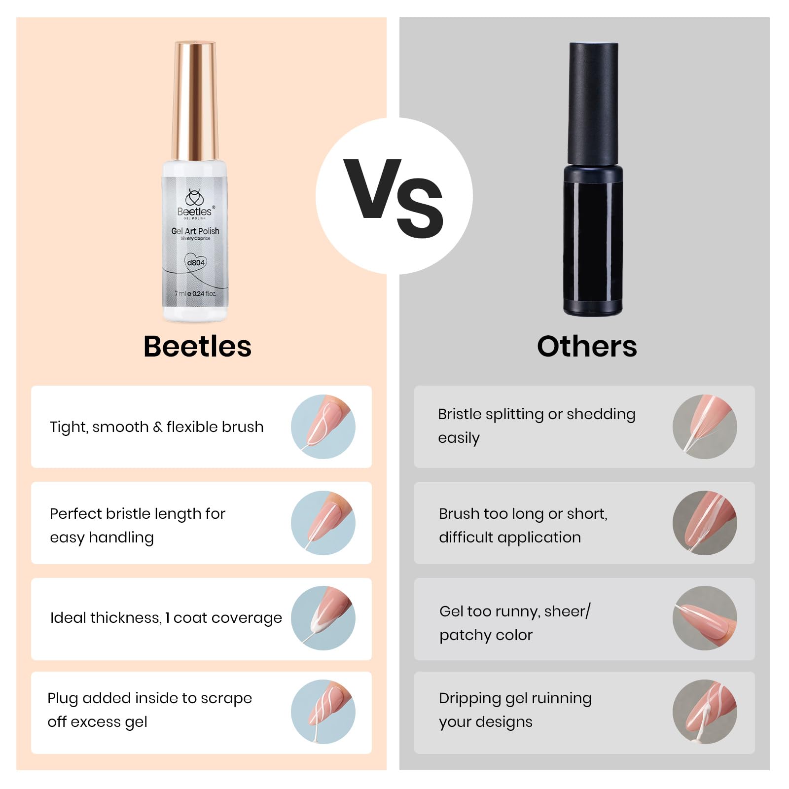 Beetles metallic silver liner suitable for French tips and artistic swirls.