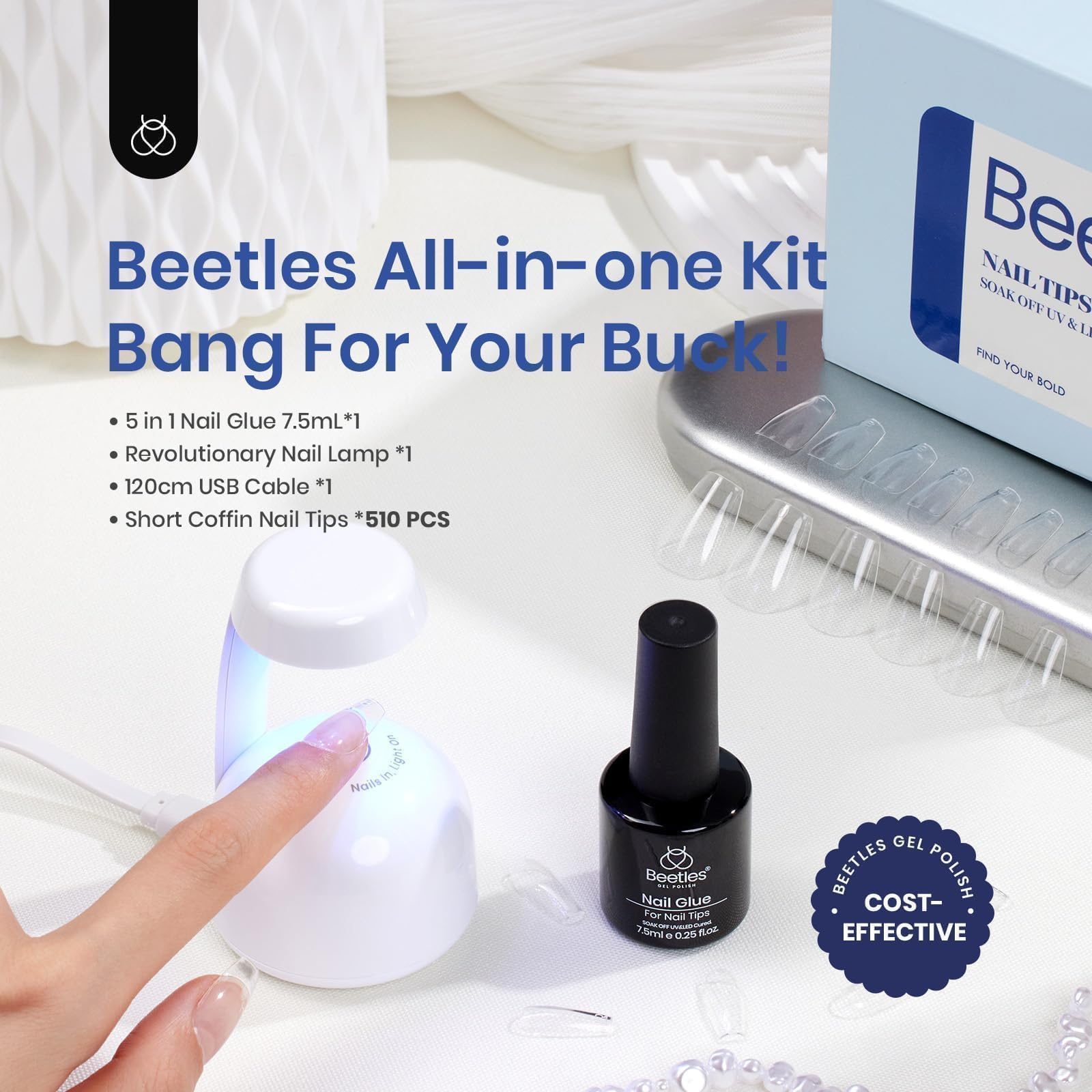 Beetles mini UV LED lamp for quick on-the-go curing.