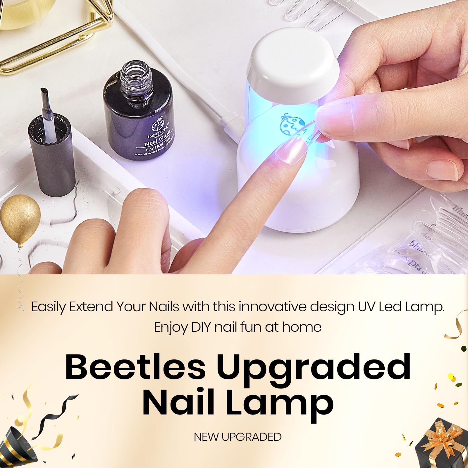 Beetles Mini UV Light quick-dry capability speeds gel nail curing