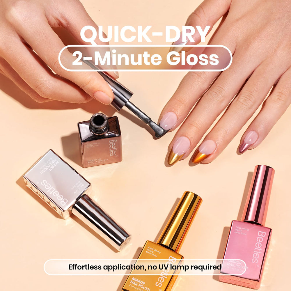 Beetles Mirror Nail Polish brush glides for a smooth, streak-free finish.