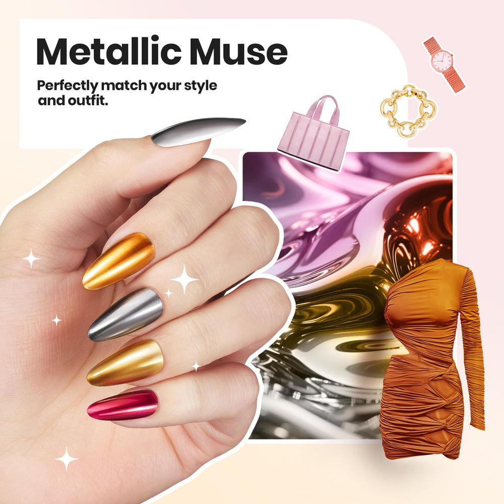 Beetles Mirror Nail Polish on glossy nails with lasting high-gloss shine.