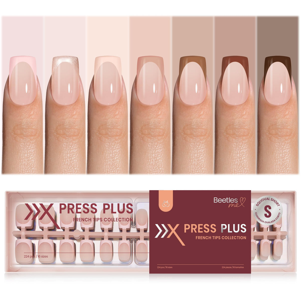 Beetles Mocca Mousse French tip nails ready for at-home manicure