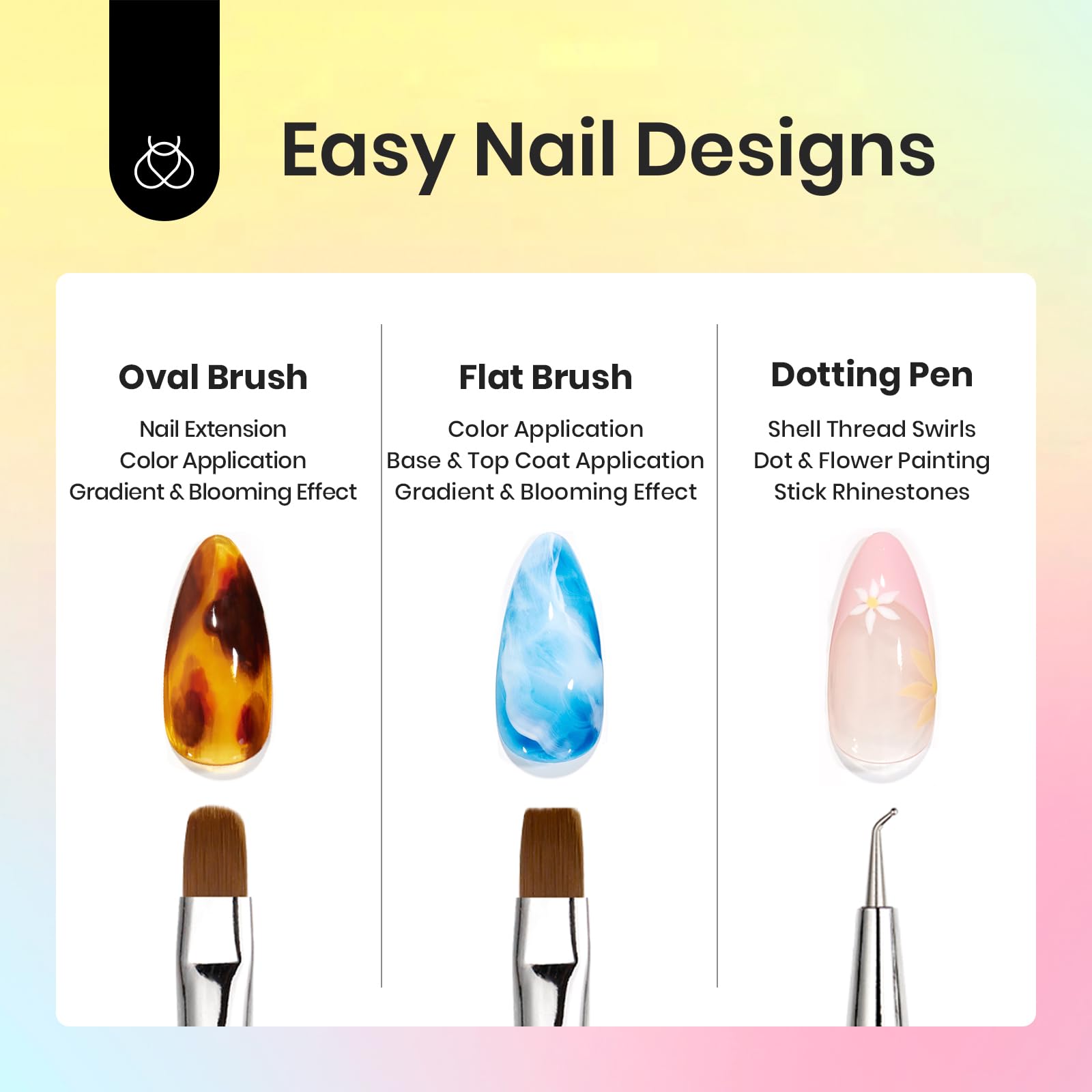 Beetles Nail Art Brushes oval brush for even gel coverage