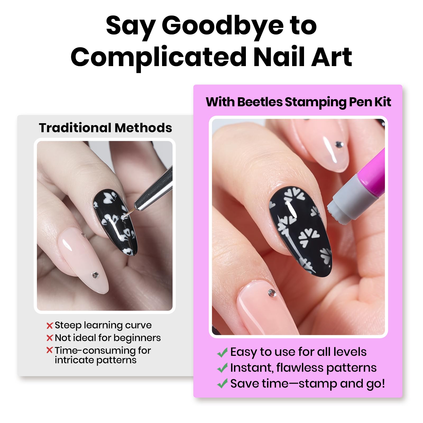 Beetles clean-up brush keeps gel edges neat for a clean manicure.