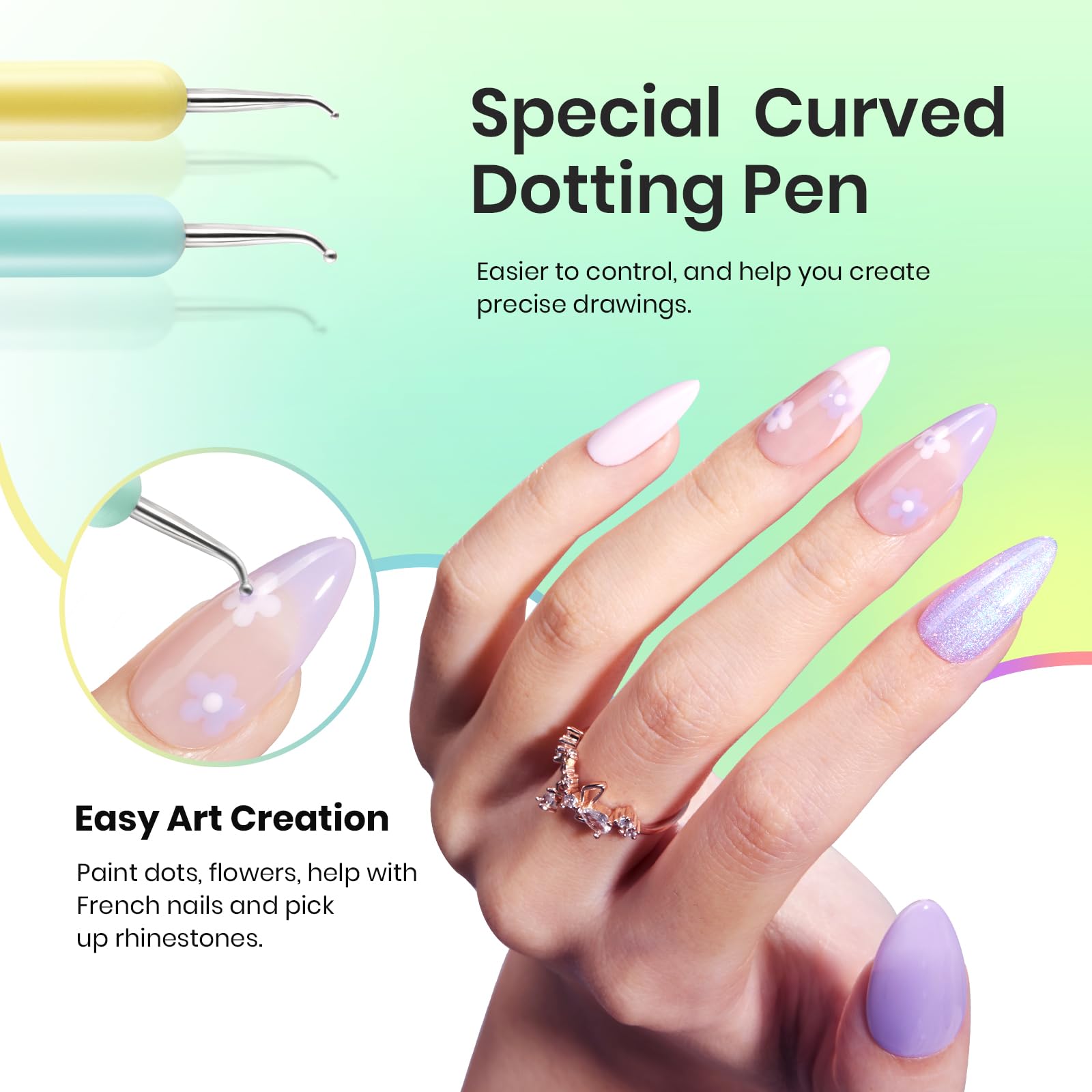 Beetles Nail Art Clean Up Brushes—arc-design dotter provides clear viewing while working.