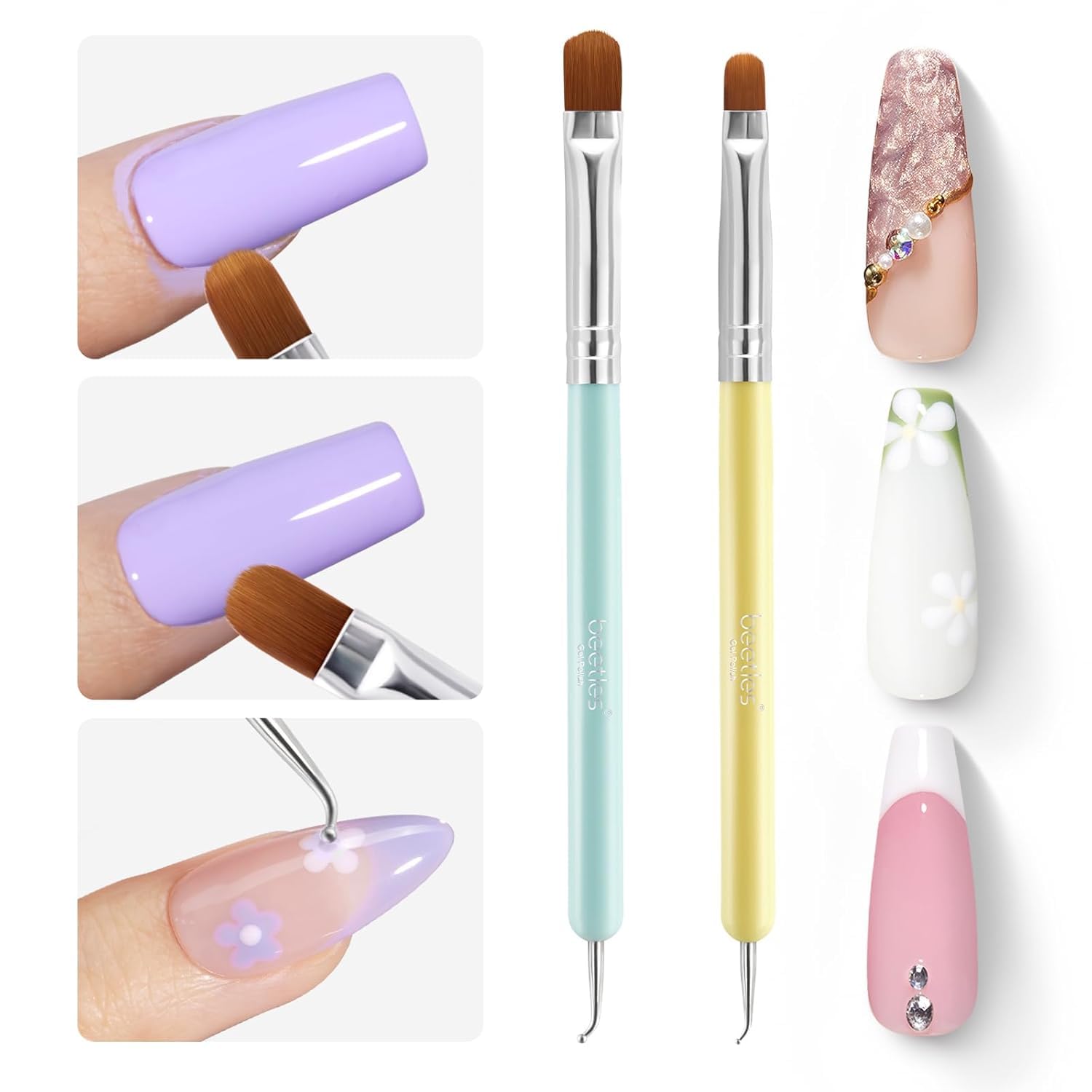 Beetles Nail Art Clean Up Brushes—large brush for precise gel cleanup and clean lines.