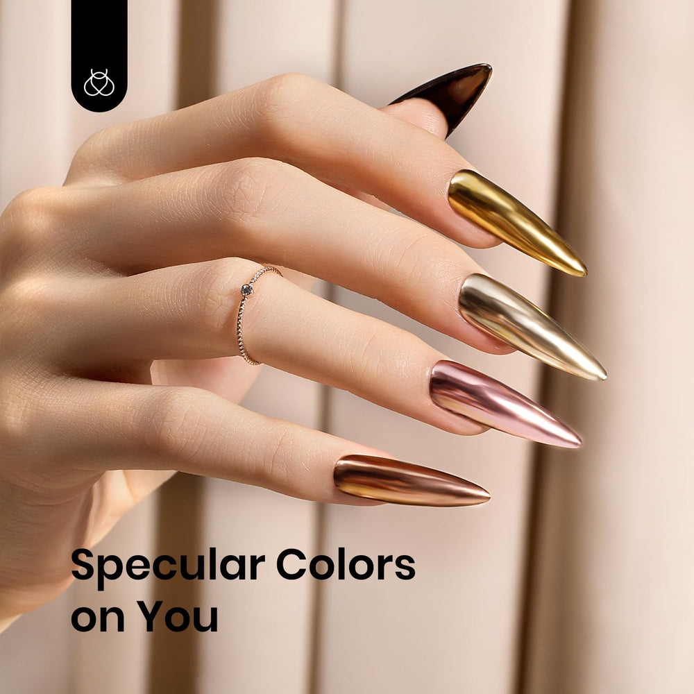 Beetles glitter powder enhances DIY nail art with sparkly effects.