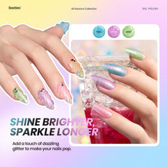 Beetles Nail art glitter highlights festive accents for designs.