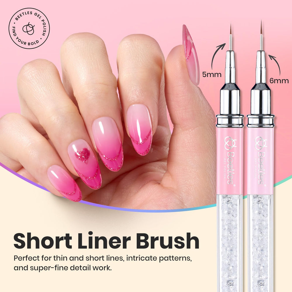 Beetles nail art liner brush 11mm blue captures fine detailing for delicate designs.