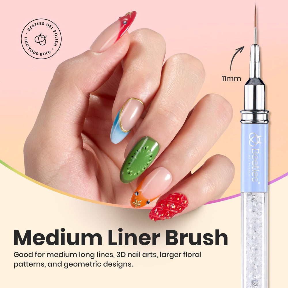 Beetles nail art liner brush 20mm orange handles broad strokes for fills.