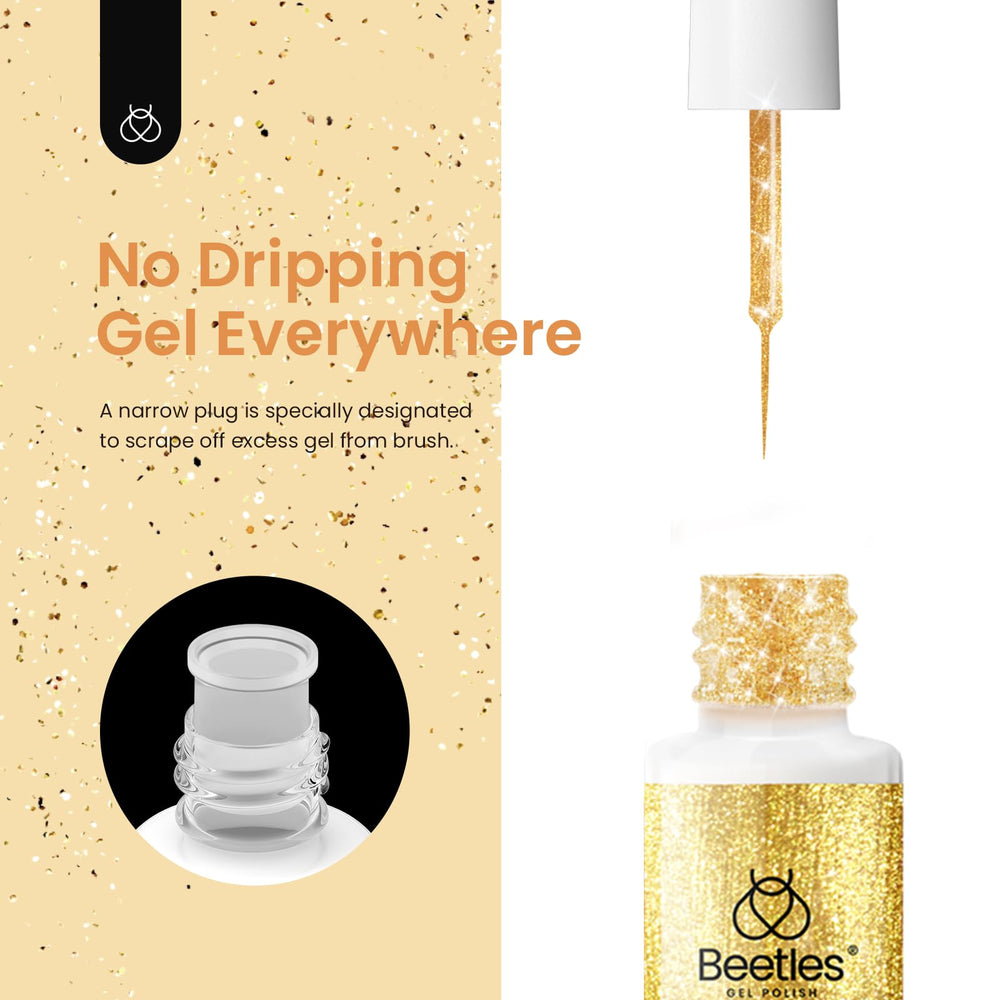 Beetles Nail Art Liner Gel Set glitter-silver nails for festive shine.