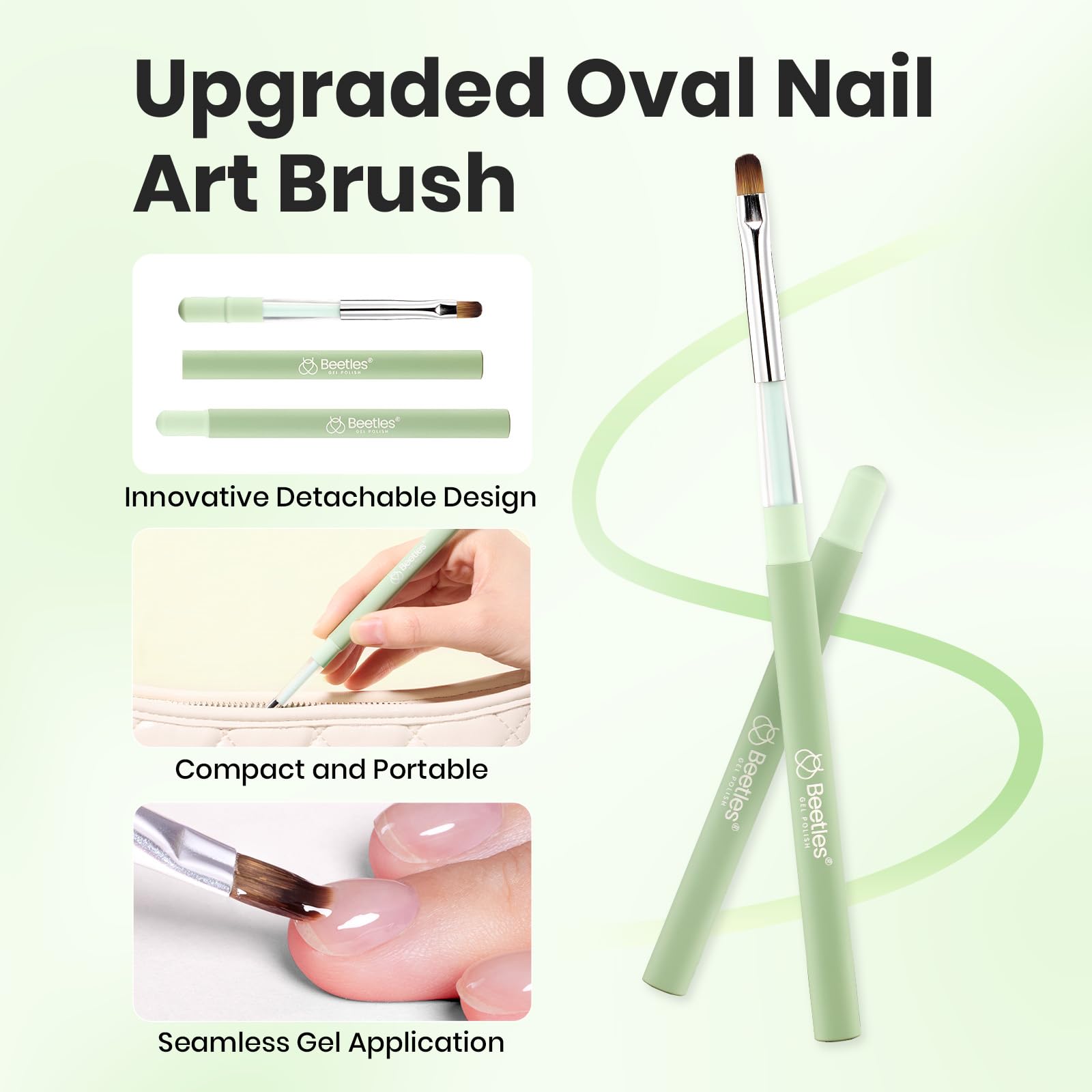 Beetles Nail Art Pen soft bristles and textured holder for better control.
